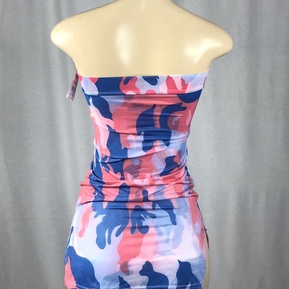 Zuliana Size Small Camouflage Multi Color Print Tie Dye Strapless Dress. New - Picture 3 of 3